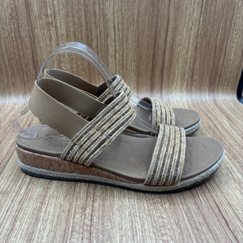 Skechers Cali Breezie Vegan Wedge Brown Women's Size 11 Rhinestone Sandals